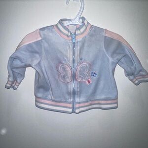 5/$15 Little Me Blue Butterfly Zip Sweater